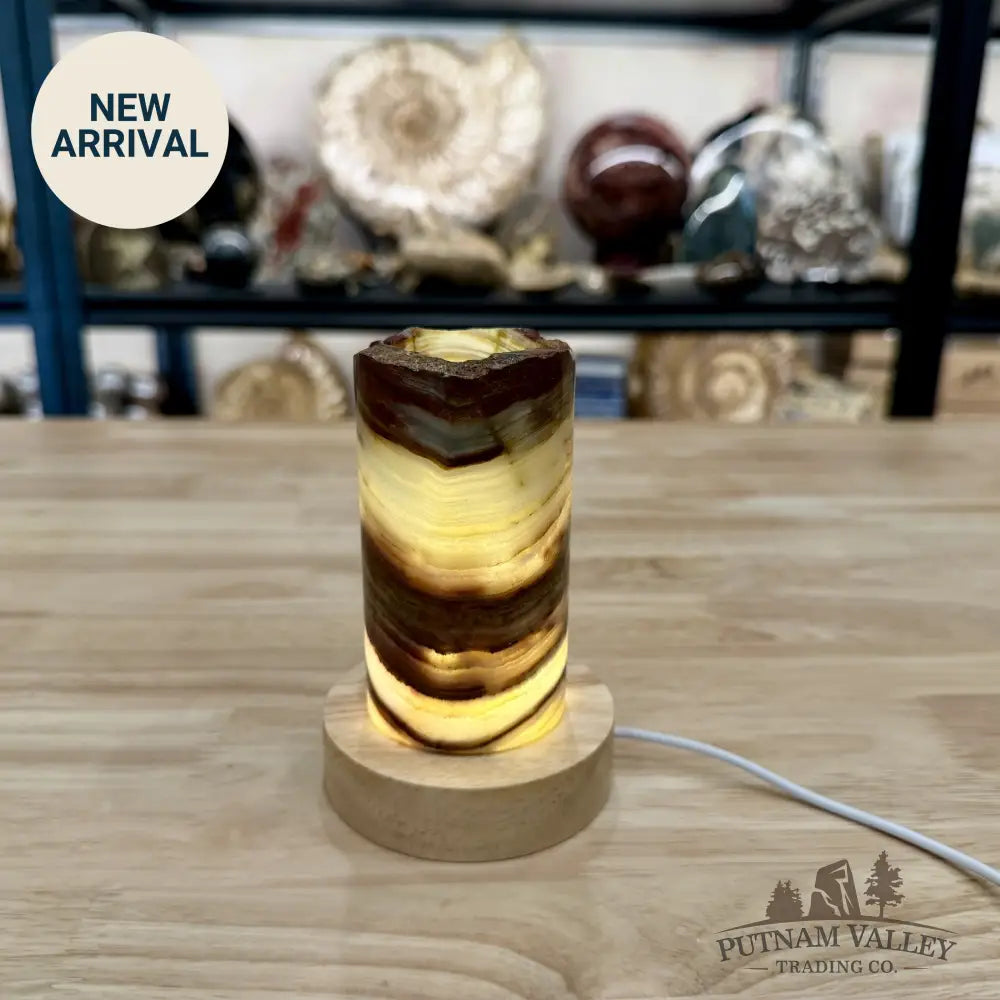 Slim Banded Calcite Rustic Lamp 4.75’’ 2 - Lamp