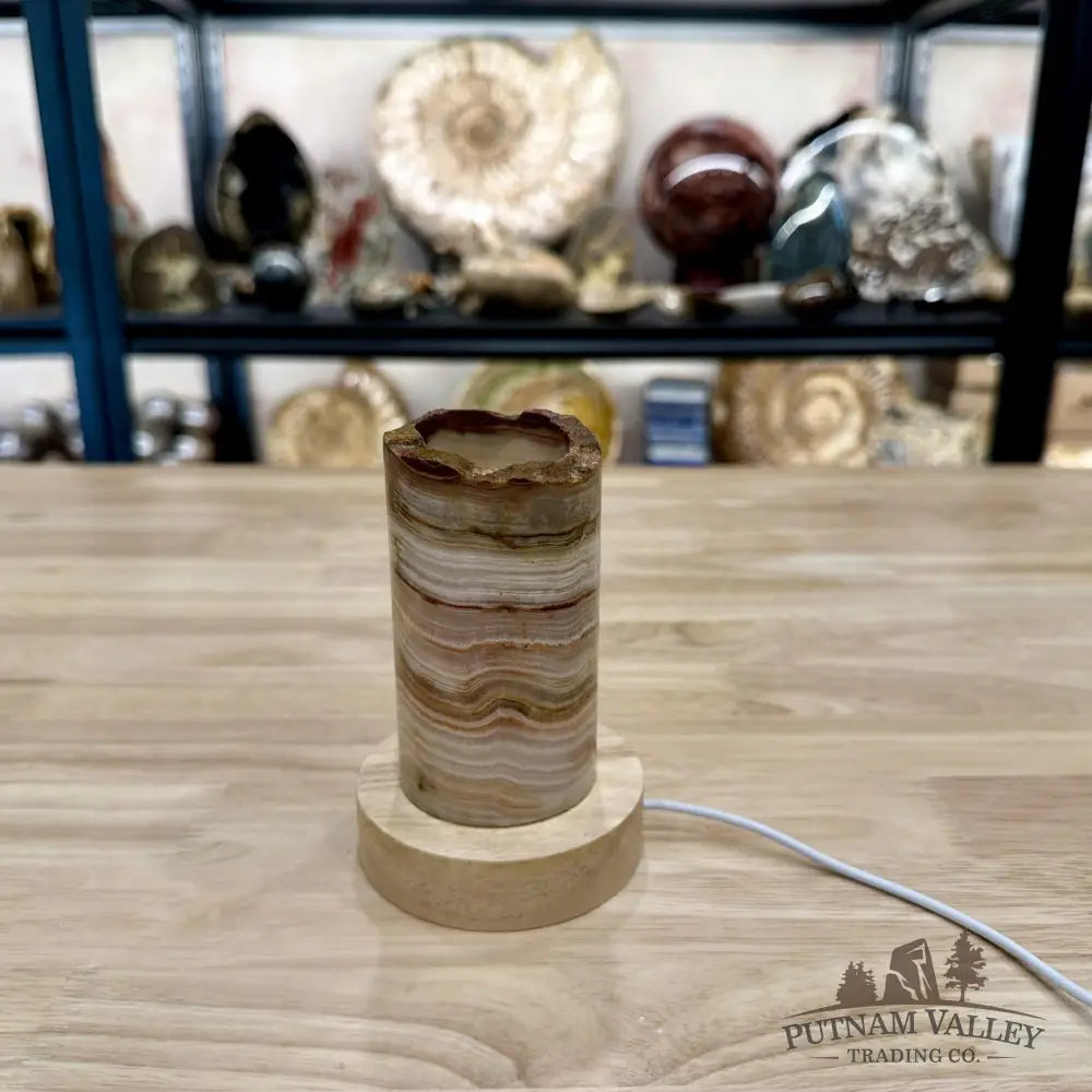 Slim Banded Calcite Rustic Lamp 4.75’’ 6 - Lamp
