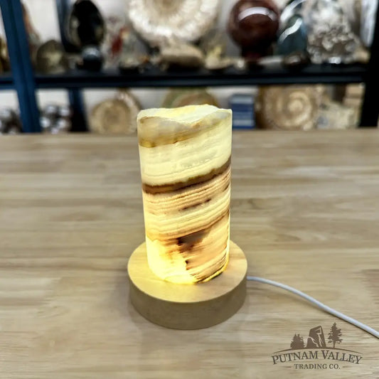 Slim Banded Calcite Rustic Lamp 4.75’’ 8 - Lamp