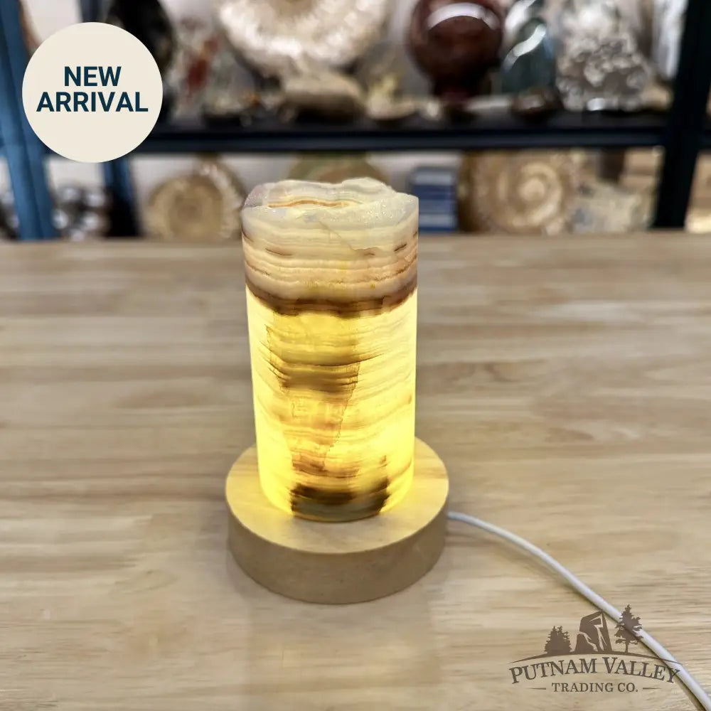 Slim Banded Calcite Rustic Lamp 4.75’’ - Lamp
