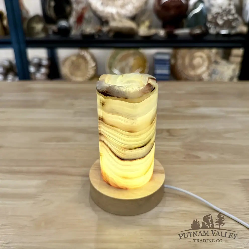Slim Banded Calcite Rustic Lamp 4.75’’ 9 - Lamp