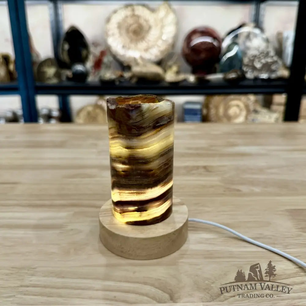 Slim Banded Calcite Rustic Lamp 4.75’’ 2 - Lamp
