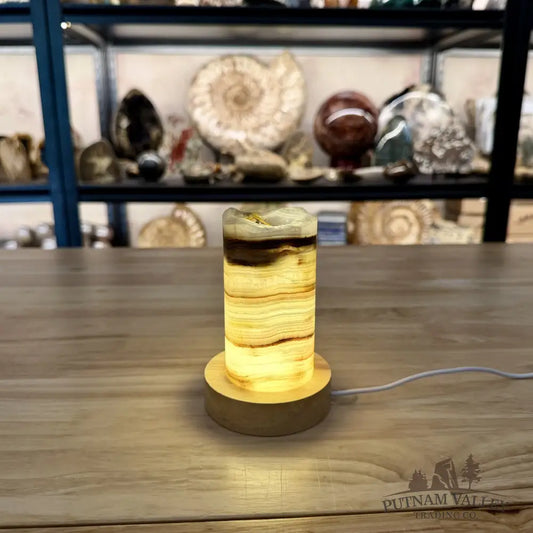 Slim Banded Calcite Rustic Lamp 4.75’’ 1 - Lamp