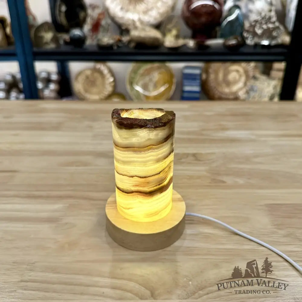 Slim Banded Calcite Rustic Lamp 4.75’’ 6 - Lamp