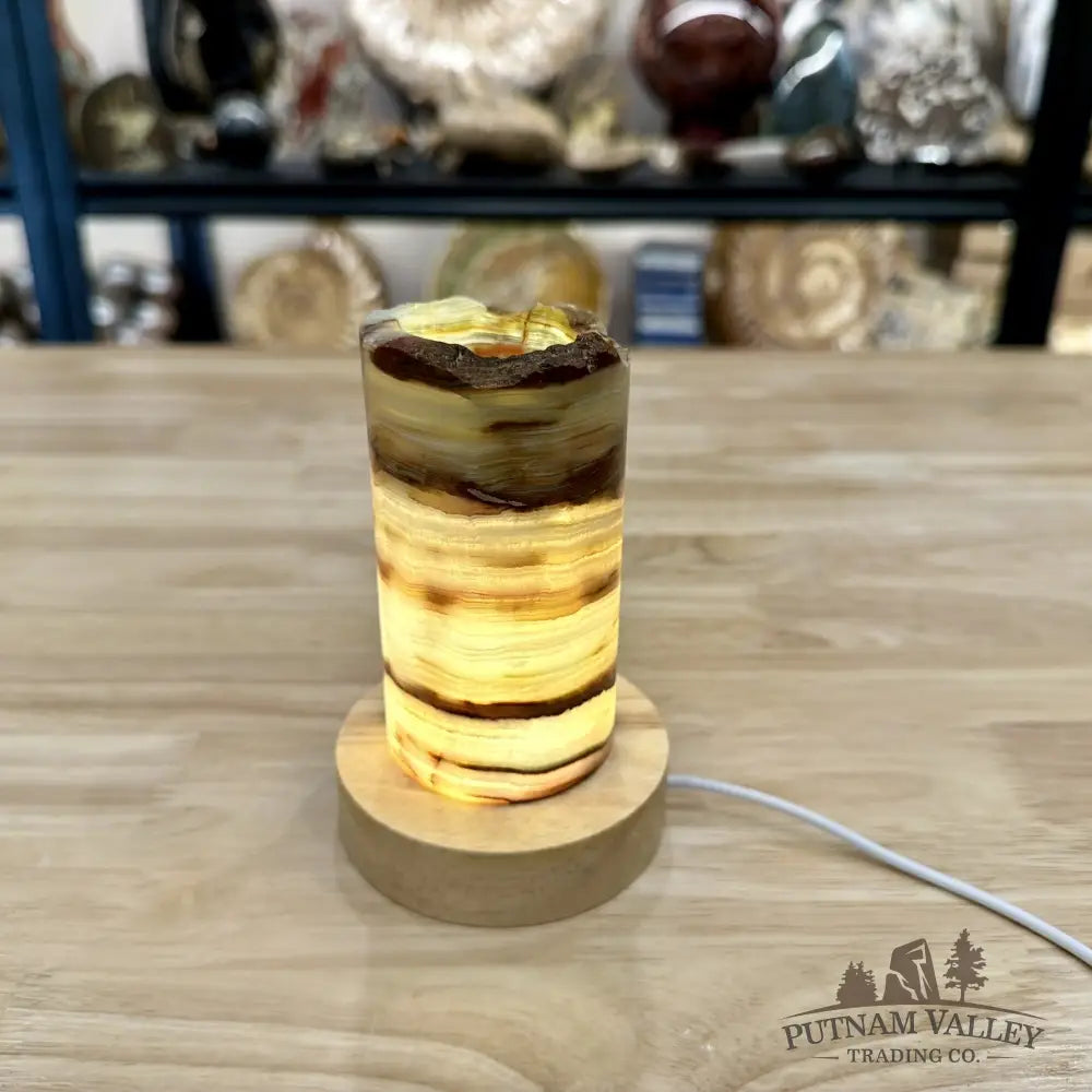 Slim Banded Calcite Rustic Lamp 4.75’’ 5 - Lamp