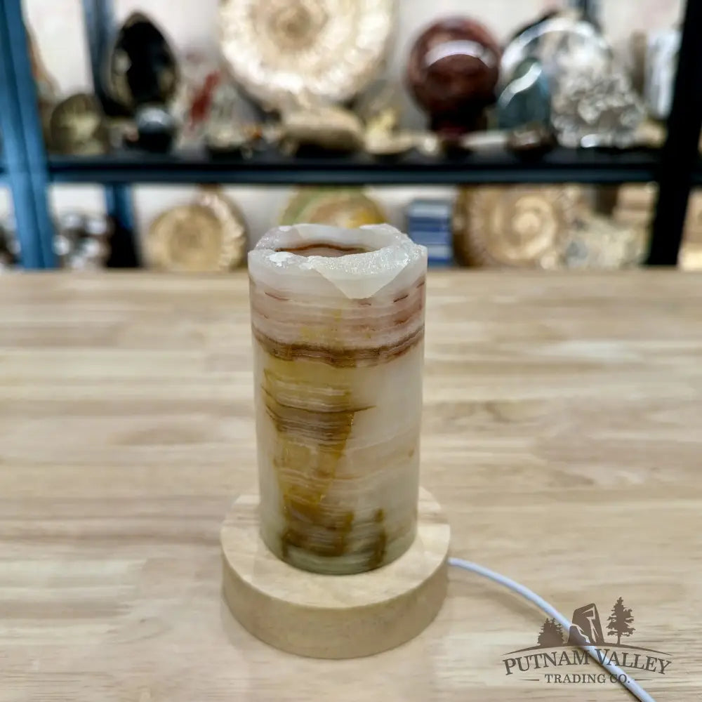 Slim Banded Calcite Rustic Lamp 4.75’’ - Lamp