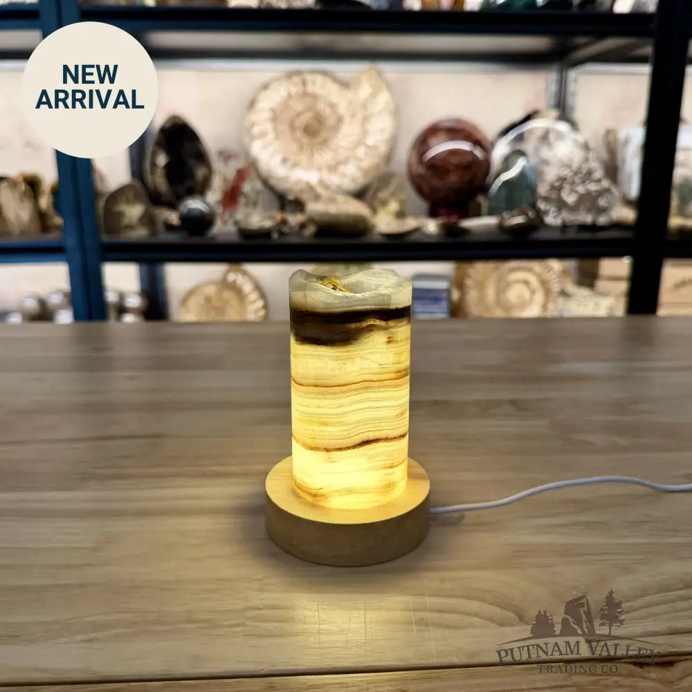 Slim Banded Calcite Rustic Lamp 4.75’’ 1 - Lamp