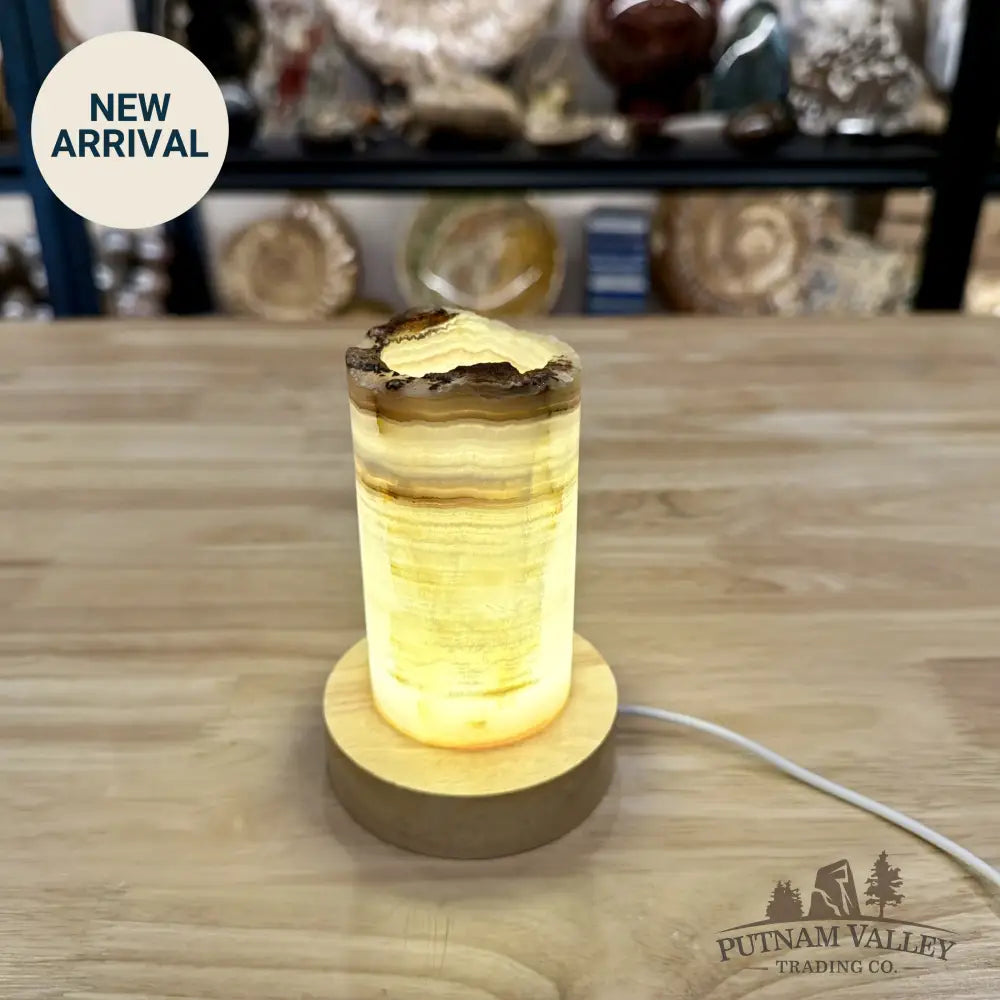 Slim Banded Calcite Rustic Lamp 4.75’’ 3 - Lamp