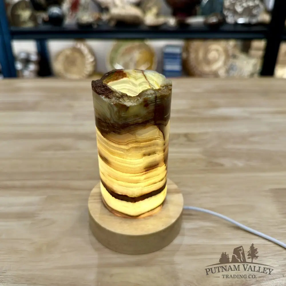 Slim Banded Calcite Rustic Lamp 4.75’’ 5 - Lamp