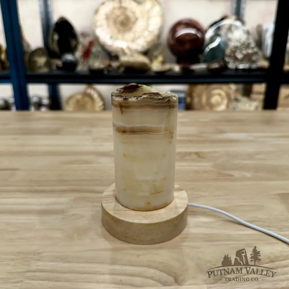 Slim Banded Calcite Rustic Lamp 4.75’’ 3 - Lamp