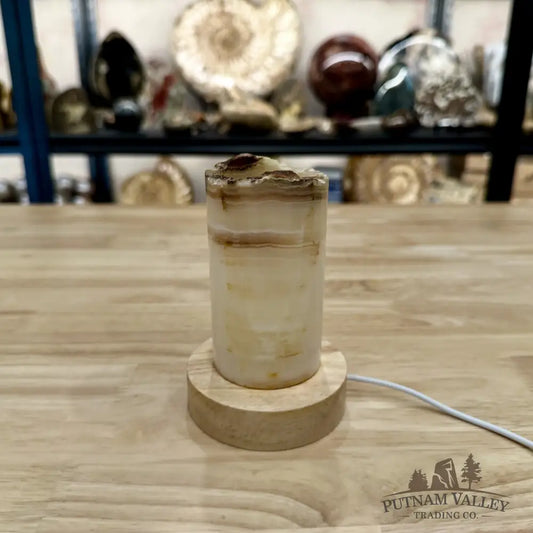 Slim Banded Calcite Rustic Lamp 4.75’’ 3 - Lamp