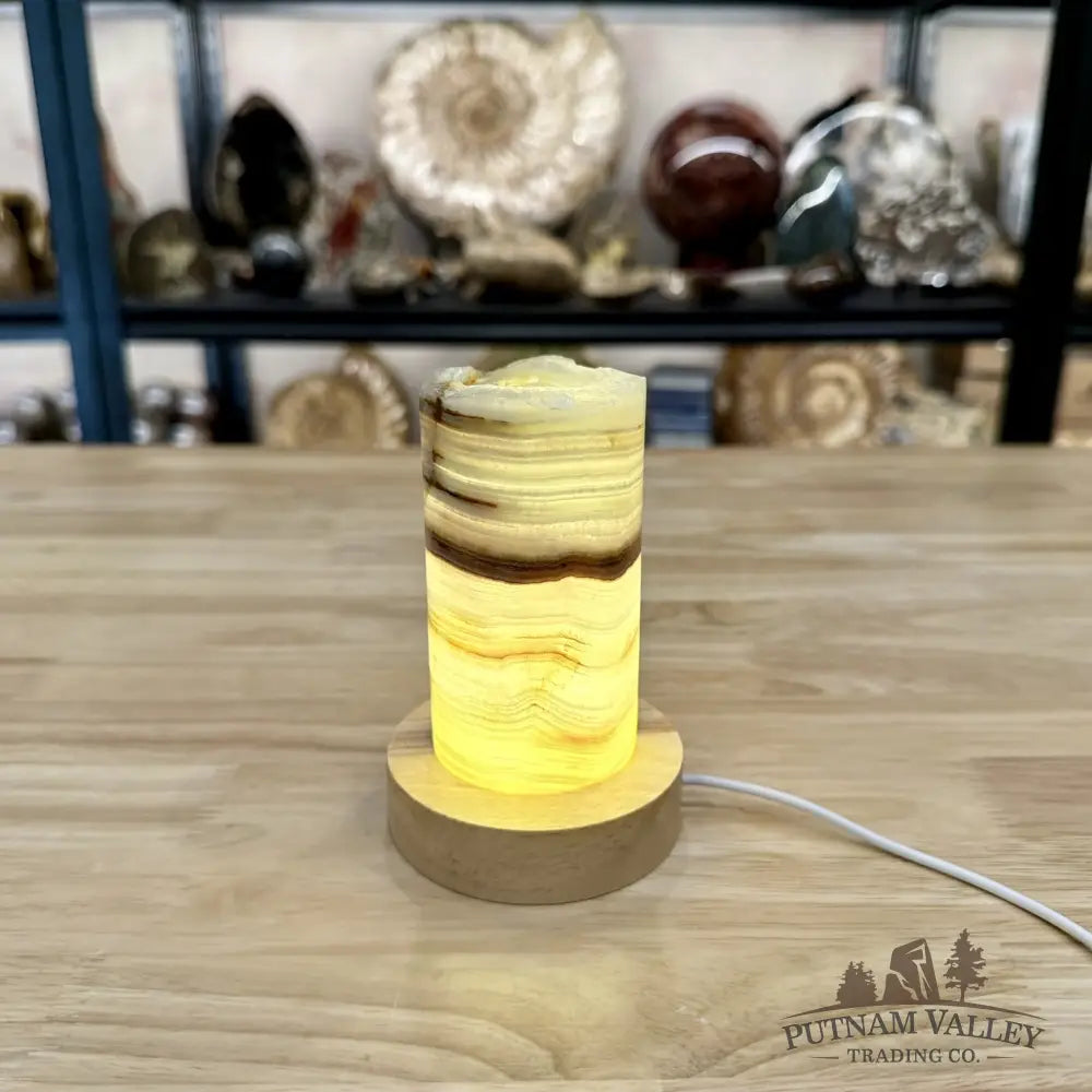 Slim Banded Calcite Rustic Lamp 4.75’’ 7 - Lamp