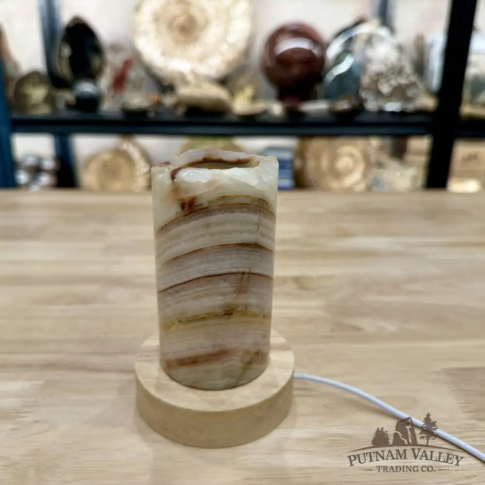 Slim Banded Calcite Rustic Lamp 4.75’’ 9 - Lamp