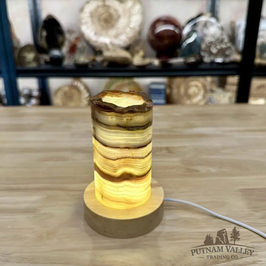 Slim Banded Calcite Rustic Lamp 4.75’’ 6 - Lamp