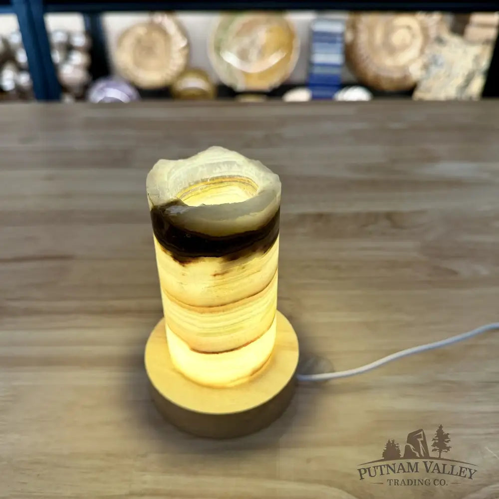 Slim Banded Calcite Rustic Lamp 4.75’’ 1 - Lamp