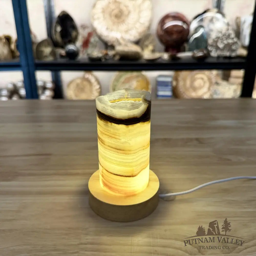 Slim Banded Calcite Rustic Lamp 4.75’’ 1 - Lamp
