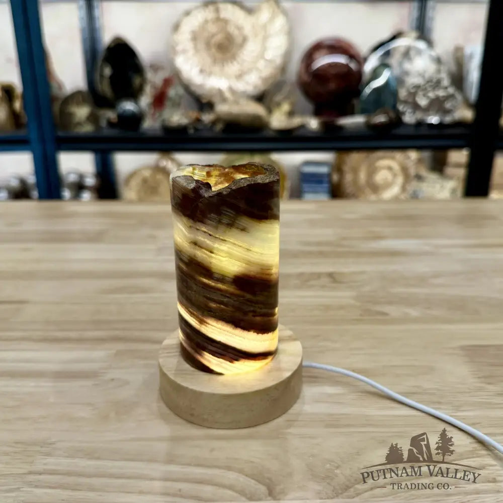 Slim Banded Calcite Rustic Lamp 4.75’’ 2 - Lamp
