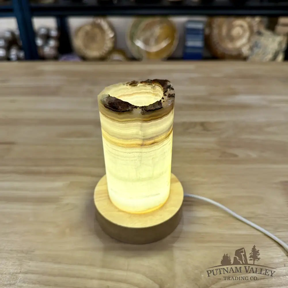 Slim Banded Calcite Rustic Lamp 4.75’’ 3 - Lamp