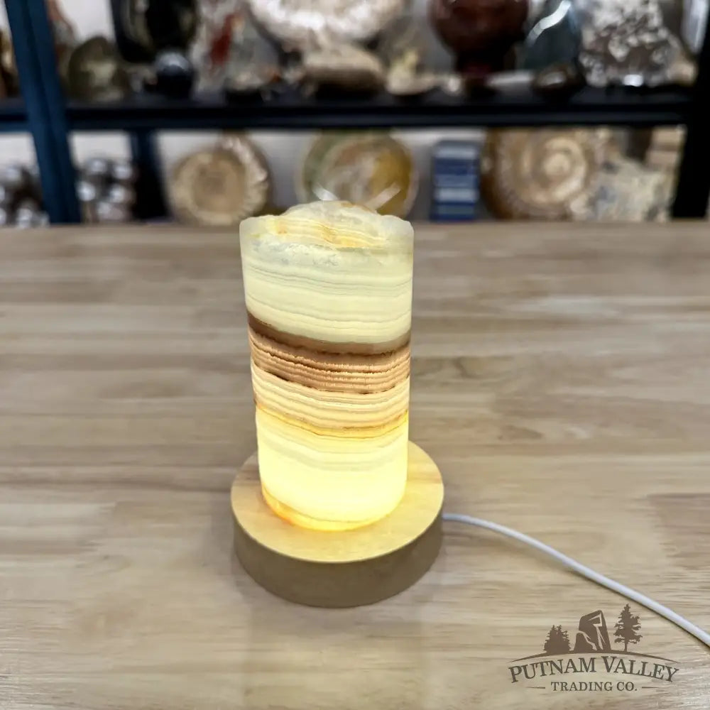 Slim Banded Calcite Rustic Lamp 4.75’’ 8 - Lamp