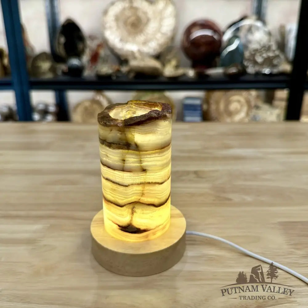 Slim Banded Calcite Rustic Lamp 4.75’’ 6 - Lamp