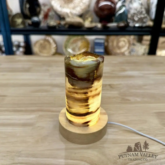 Slim Banded Calcite Rustic Lamp 4.75’’ 5 - Lamp