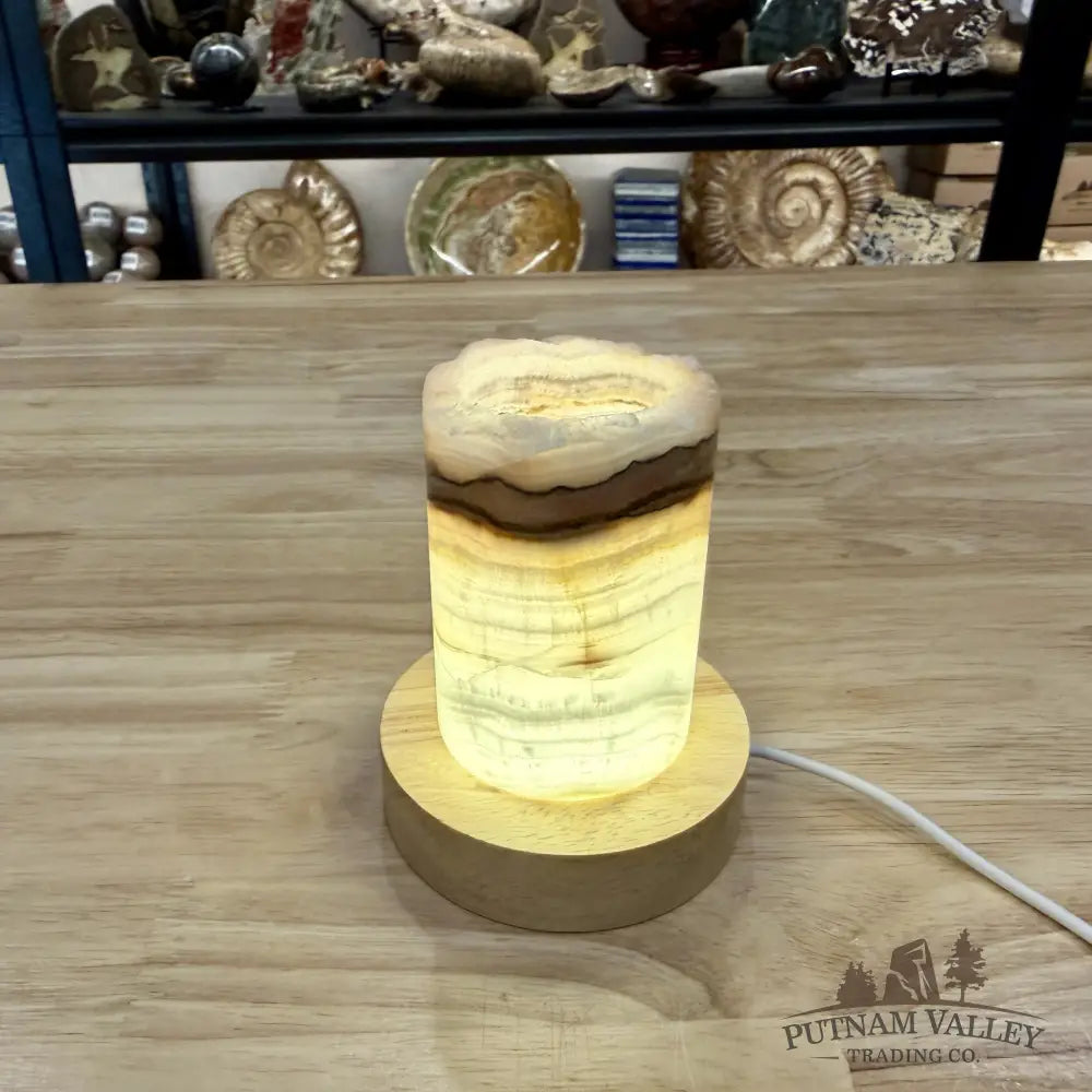 Slim Banded Calcite Rustic Lamp 4’’ - Lamp
