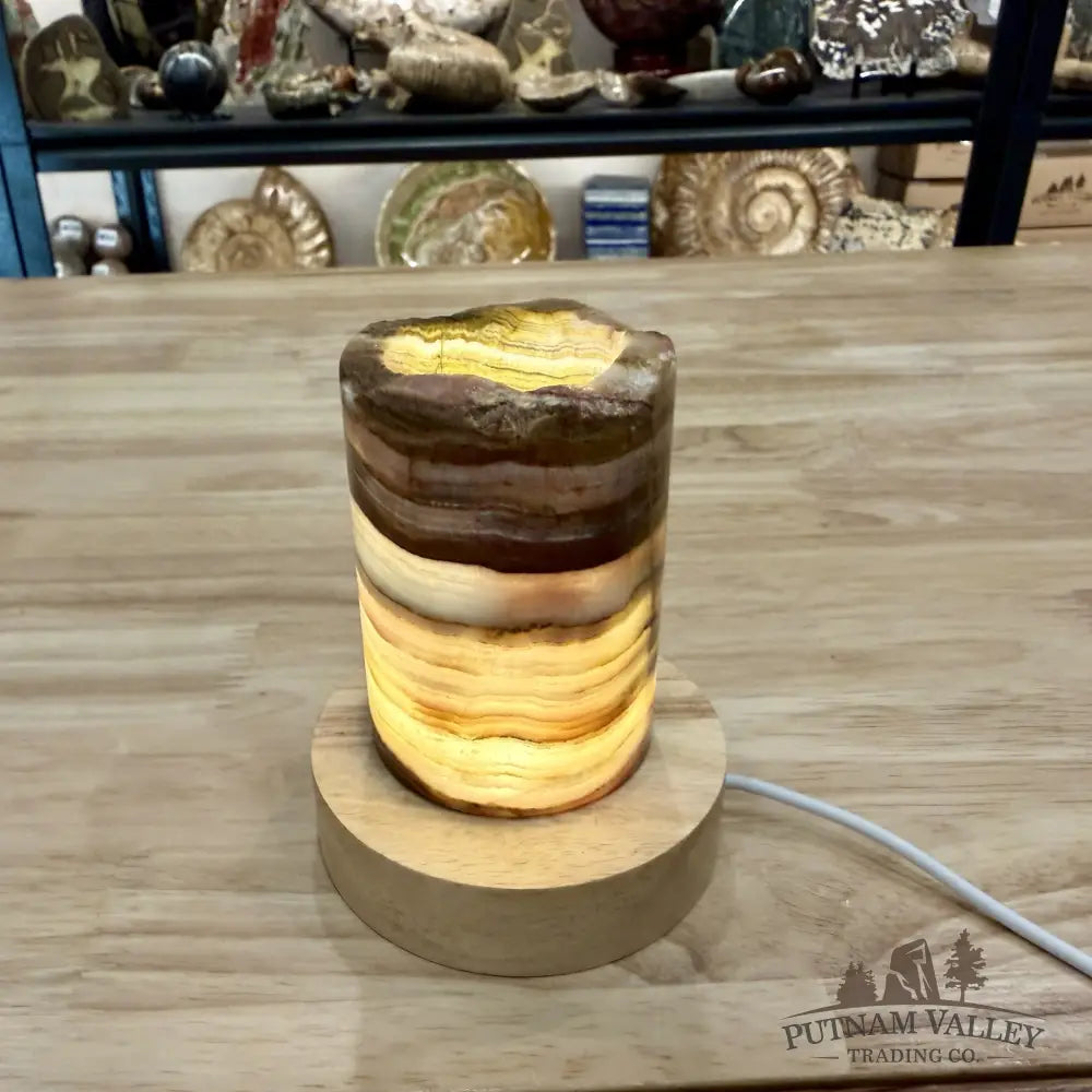 Slim Banded Calcite Rustic Lamp 4’’ - Lamp