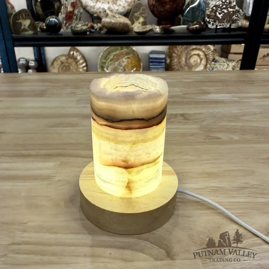 Slim Banded Calcite Rustic Lamp 4’’ - Lamp