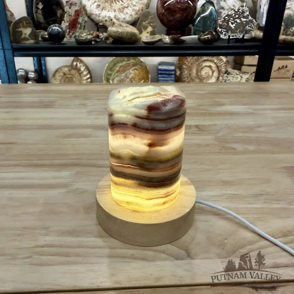 Slim Banded Calcite Rustic Lamp 4’’ - Lamp