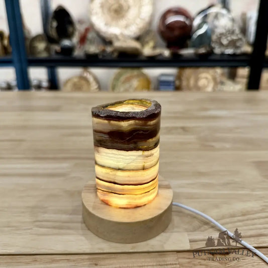 Slim Banded Calcite Rustic Lamp 4’’ - Lamp