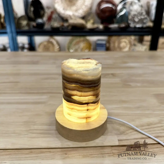 Slim Banded Calcite Rustic Lamp 4’’ - Lamp