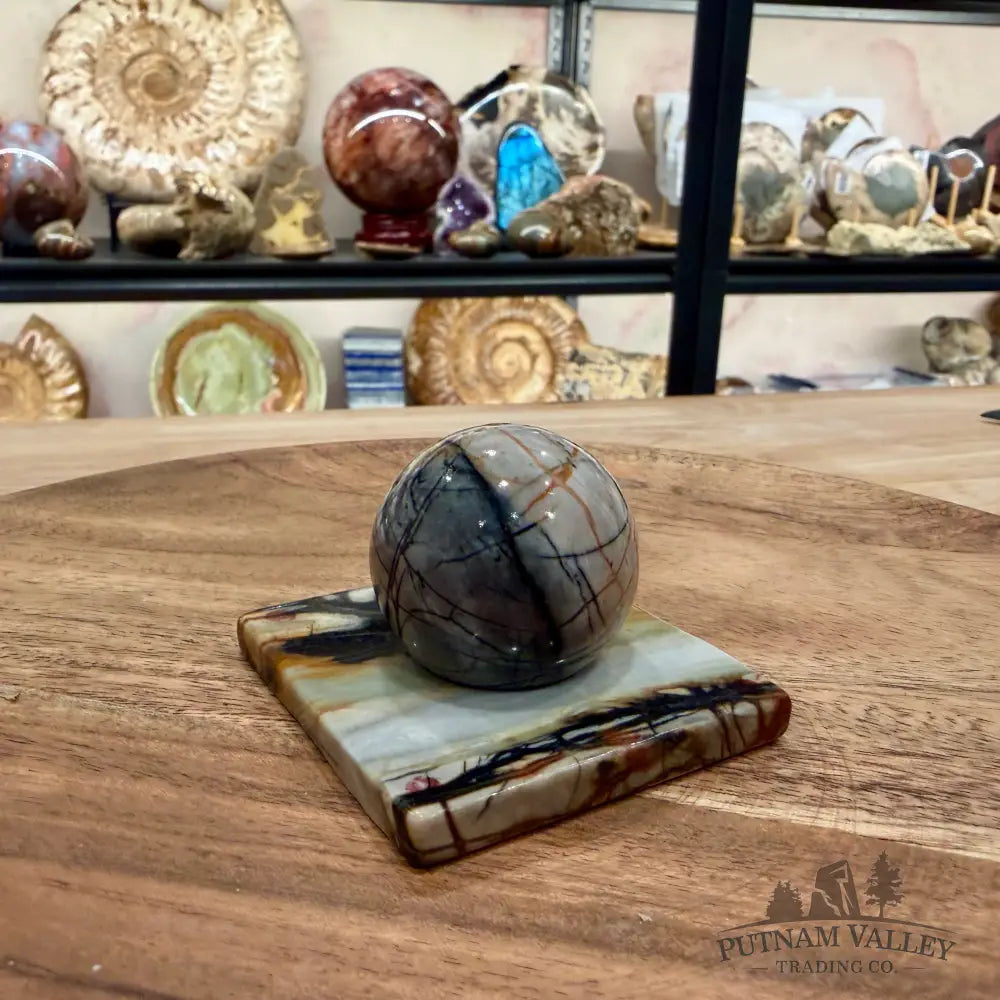 Utah Picasso Marble Sphere + Matching Stand 1.58’’ - Sphere