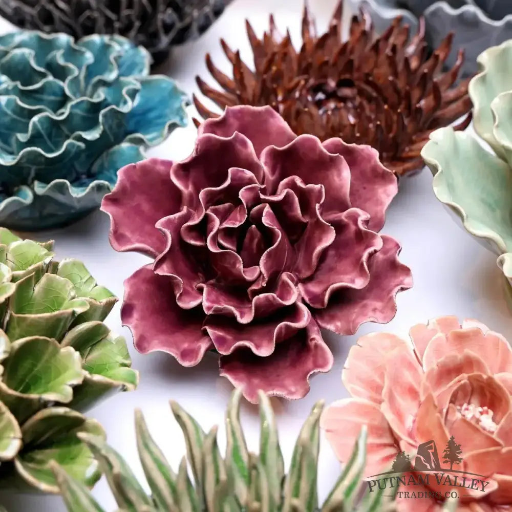 Ceramic Flower Wall Art Lettuce Purple Medium 5: Sea Lettuce Medium Purple Accent