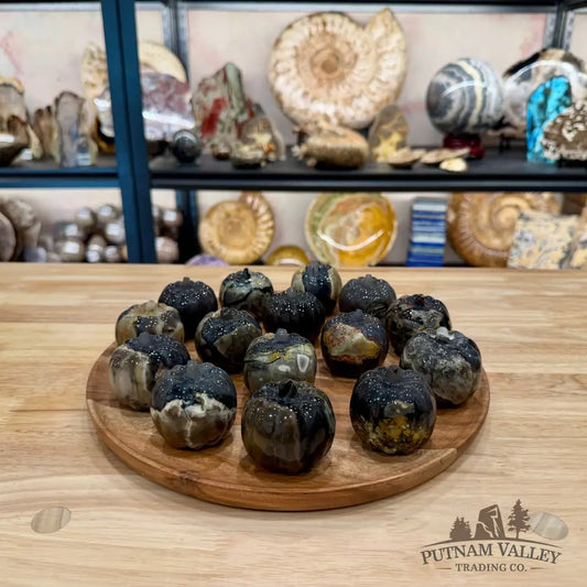 Volcano Agate Carved Pumpkins, UV Reactive Glow - Carved Object