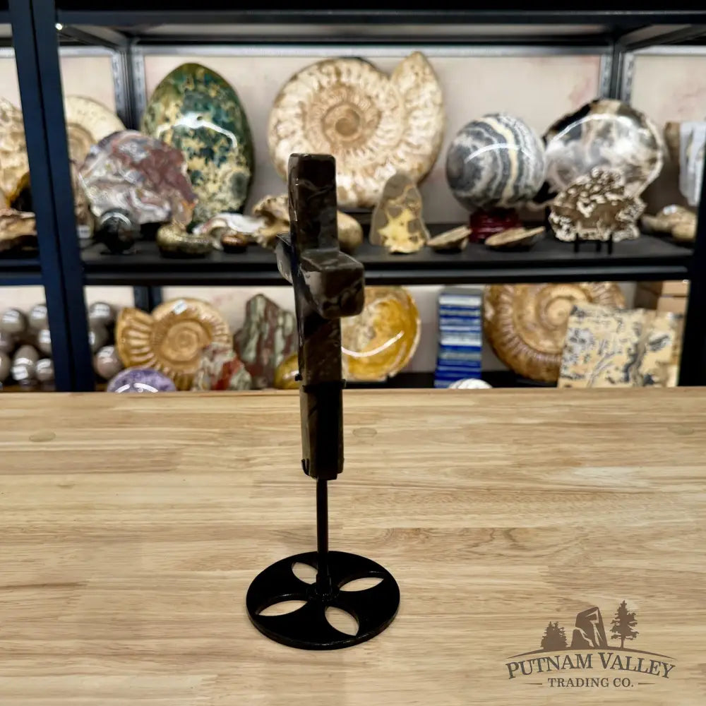 Volcano Agate Cross + Stand 9’’ - Free Standing Accent
