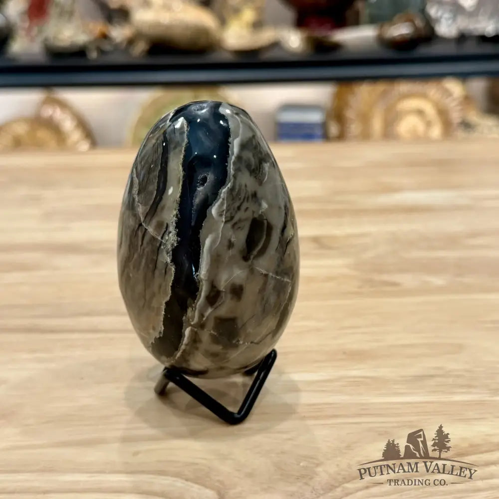 Volcano Agate Faceted Egg 3.74’’ - Egg