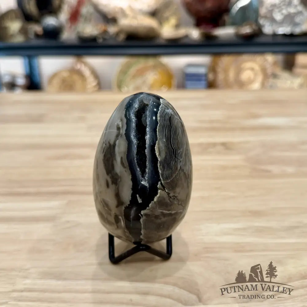 Volcano Agate Faceted Egg 3.74’’ - Egg