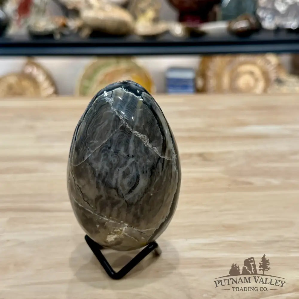 Volcano Agate Faceted Egg 3.74’’ - Egg