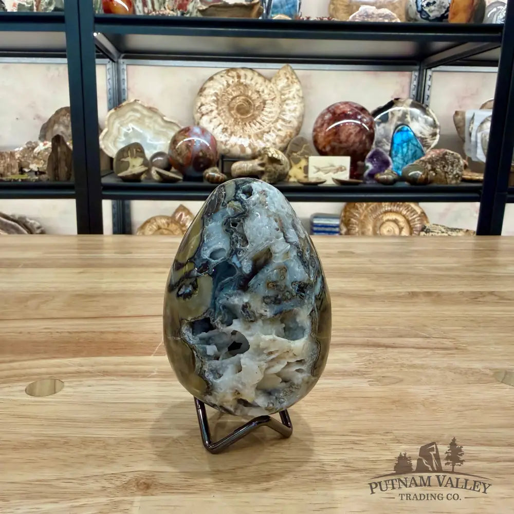 Volcano Agate Faceted Egg 3.85’’ - Egg