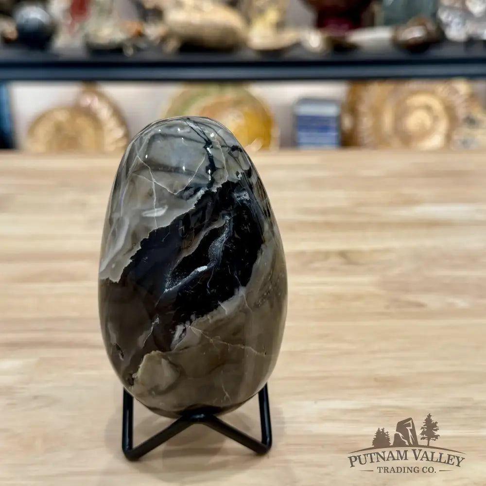 Volcano Agate Faceted Egg 4.16’’ - Egg