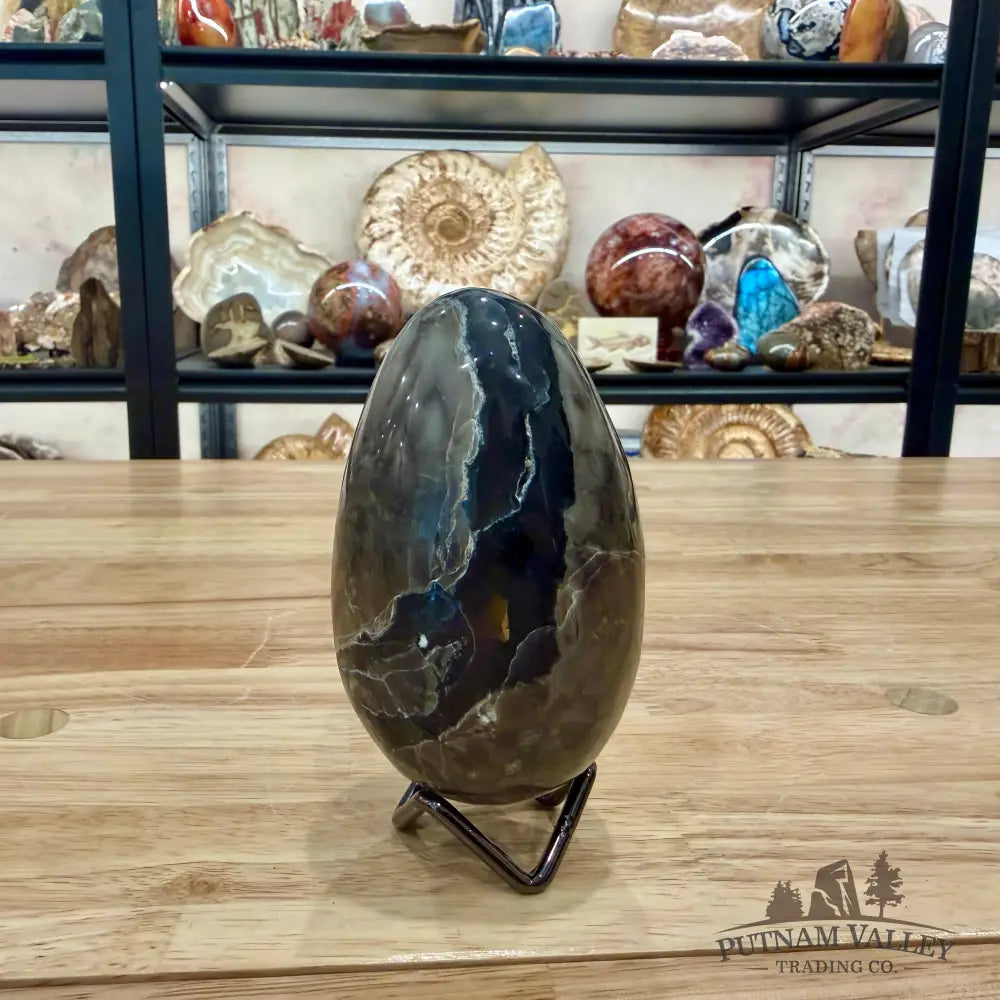 Volcano Agate Faceted Egg 4.16’’ - Egg