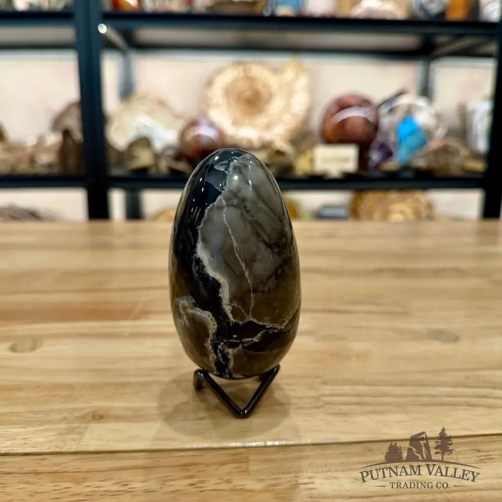 Volcano Agate Faceted Egg 4.16’’ - Egg