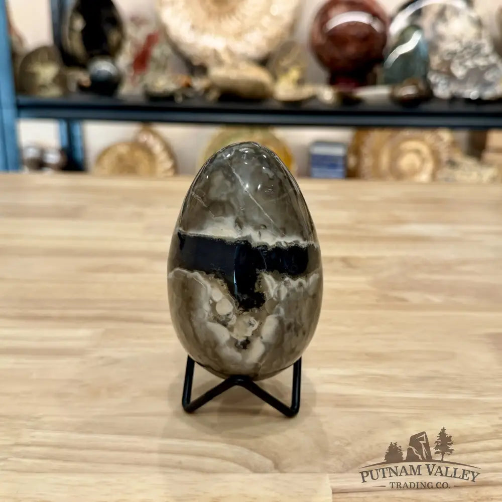 Volcano Agate Faceted Egg 4.21’’ - Egg