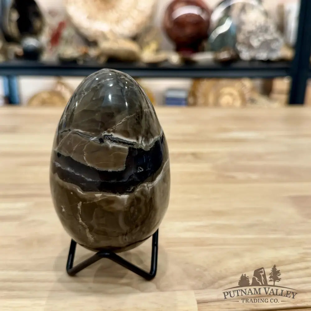 Volcano Agate Faceted Egg 4.21’’ - Egg