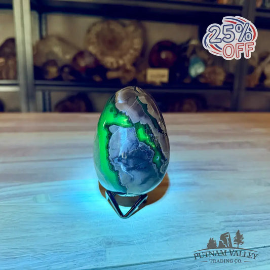 Volcano Agate Faceted Egg 4’’ - Egg