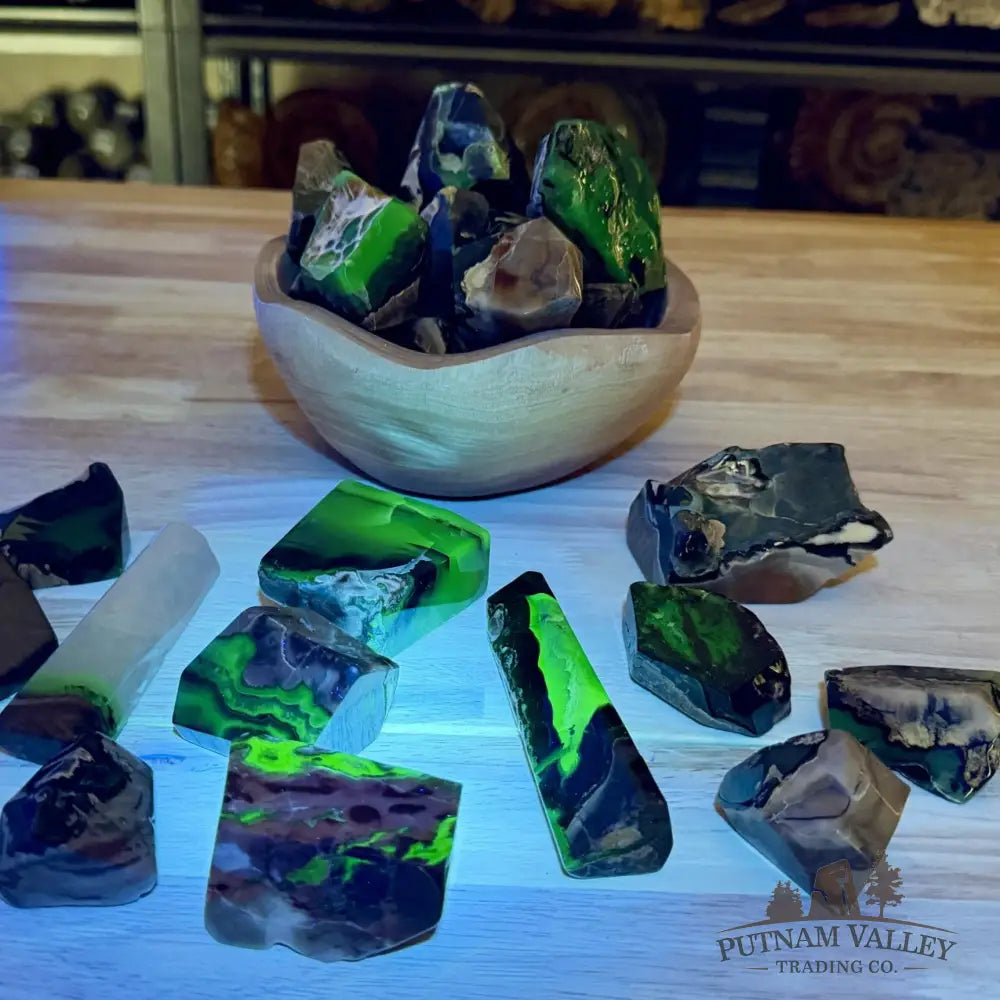 Volcano Agate Polished Freeforms (1 lb), UV Reactive Glow - Tumbled Stone