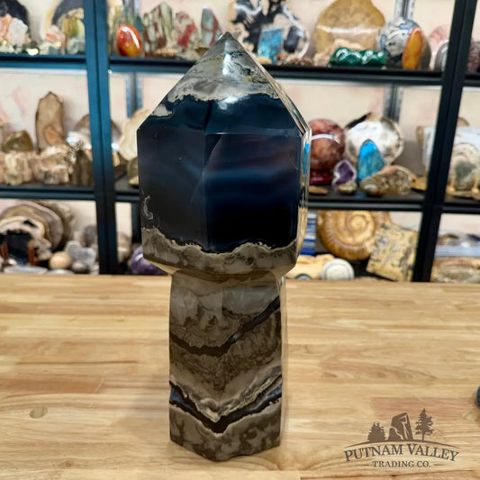 Volcano Agate Scepter Tower 16.5’’ - Free Standing Accent