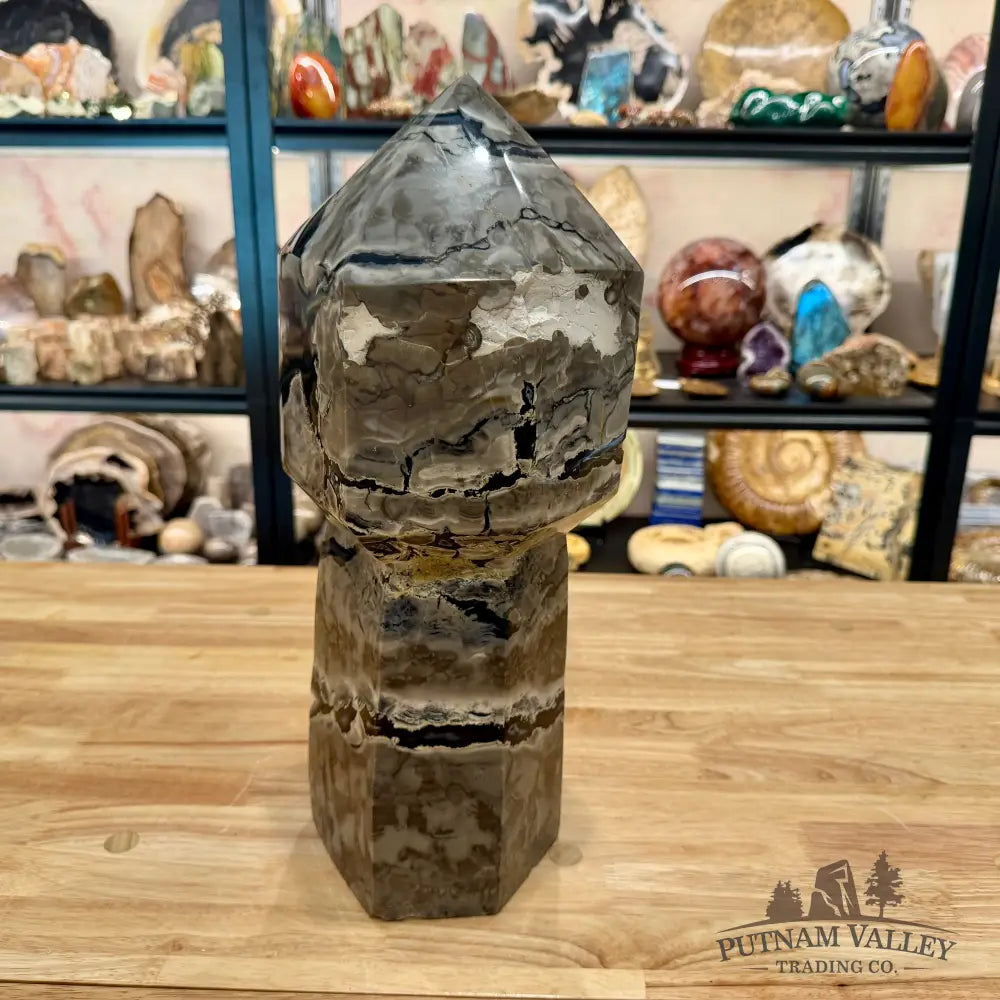 Volcano Agate Scepter Tower 16.5’’ - Free Standing Accent