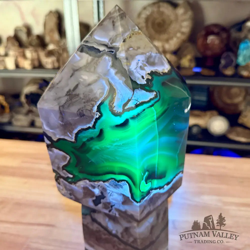 Volcano Agate Scepter Tower 16.5’’ - Free Standing Accent