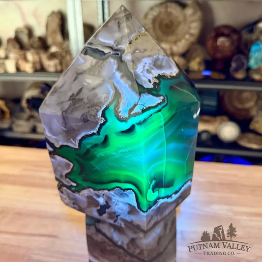 Volcano Agate Scepter Tower 16.5’’ - Free Standing Accent